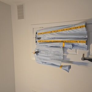 Blue and white striped set